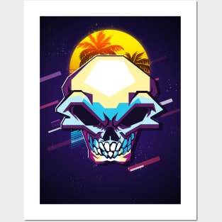 Skull retro80s Posters and Art